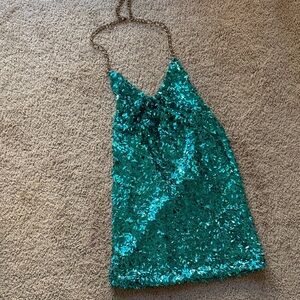 Sparkling Teal Sequin Dress